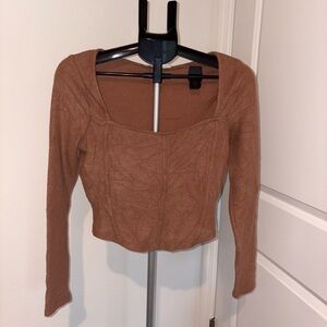 Lush Tan Long Sleeve Crop Top